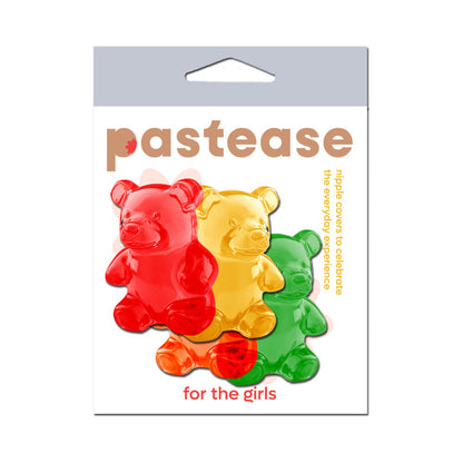 Pastease Gummy Bear Breast Pasties – Colorful Red, Yellow, Orange, and Green Design