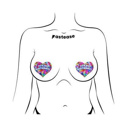 Pastease Tits My Birthday! Heart Breast Pasties with Confetti – Colorful Celebration Accessory