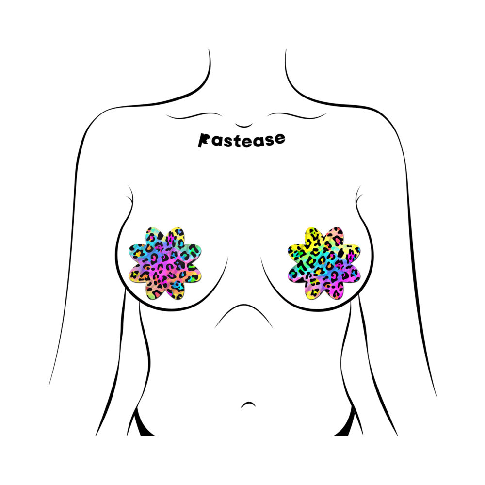Pastease Rainbow Cheetah Leopard Print Petal Breast Pasties – 3" Coverage