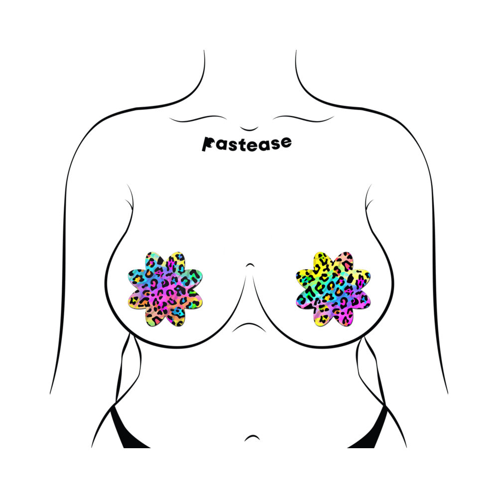 Pastease Rainbow Cheetah Leopard Print Petal Breast Pasties – 3" Coverage