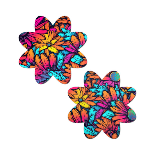 Pastease Neon Flowers Petal Breast Pasties – UV Reactive Floral Design