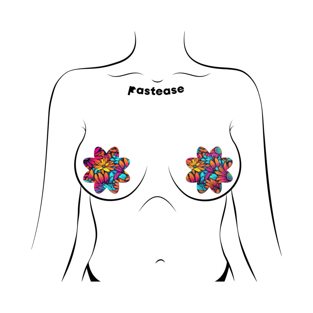 Pastease Neon Flowers Petal Breast Pasties – UV Reactive Floral Design