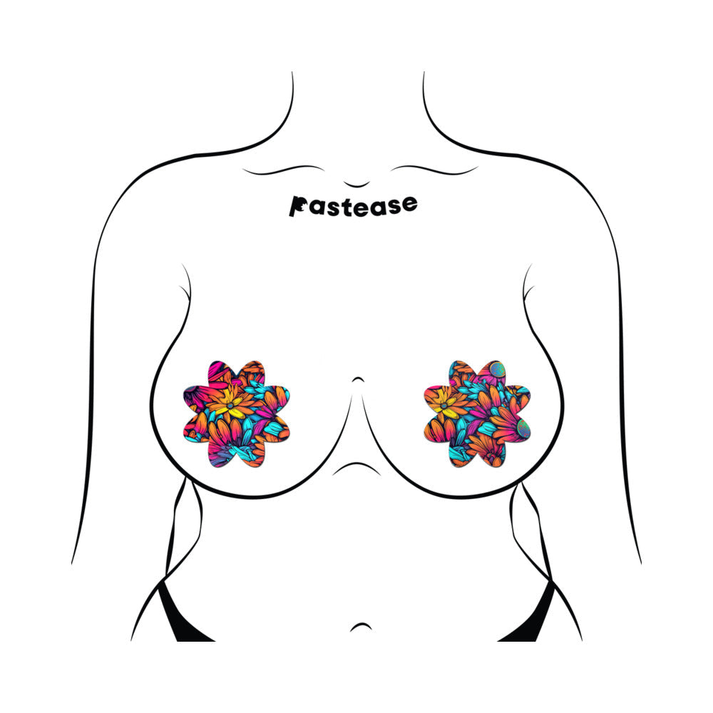 Pastease Neon Flowers Petal Breast Pasties – UV Reactive Floral Design