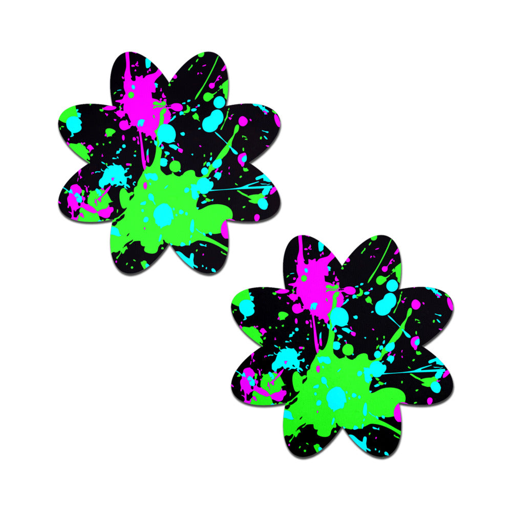 Pastease Vibrant Neon Paint Splatter Petal Breast Pasties – Neon Colors