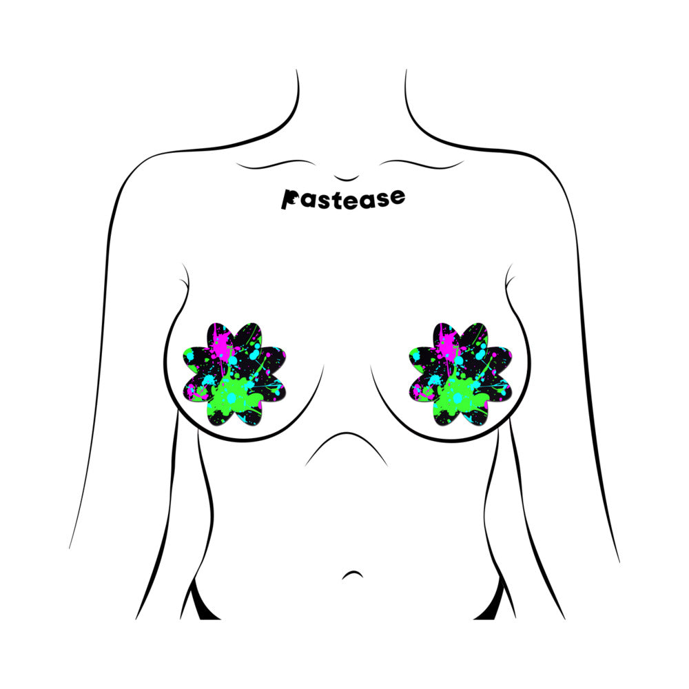 Pastease Vibrant Neon Paint Splatter Petal Breast Pasties – Neon Colors