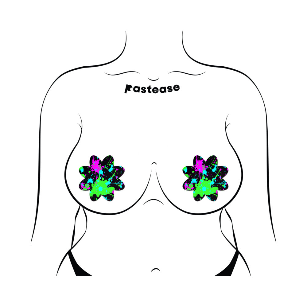 Pastease Vibrant Neon Paint Splatter Petal Breast Pasties – Neon Colors