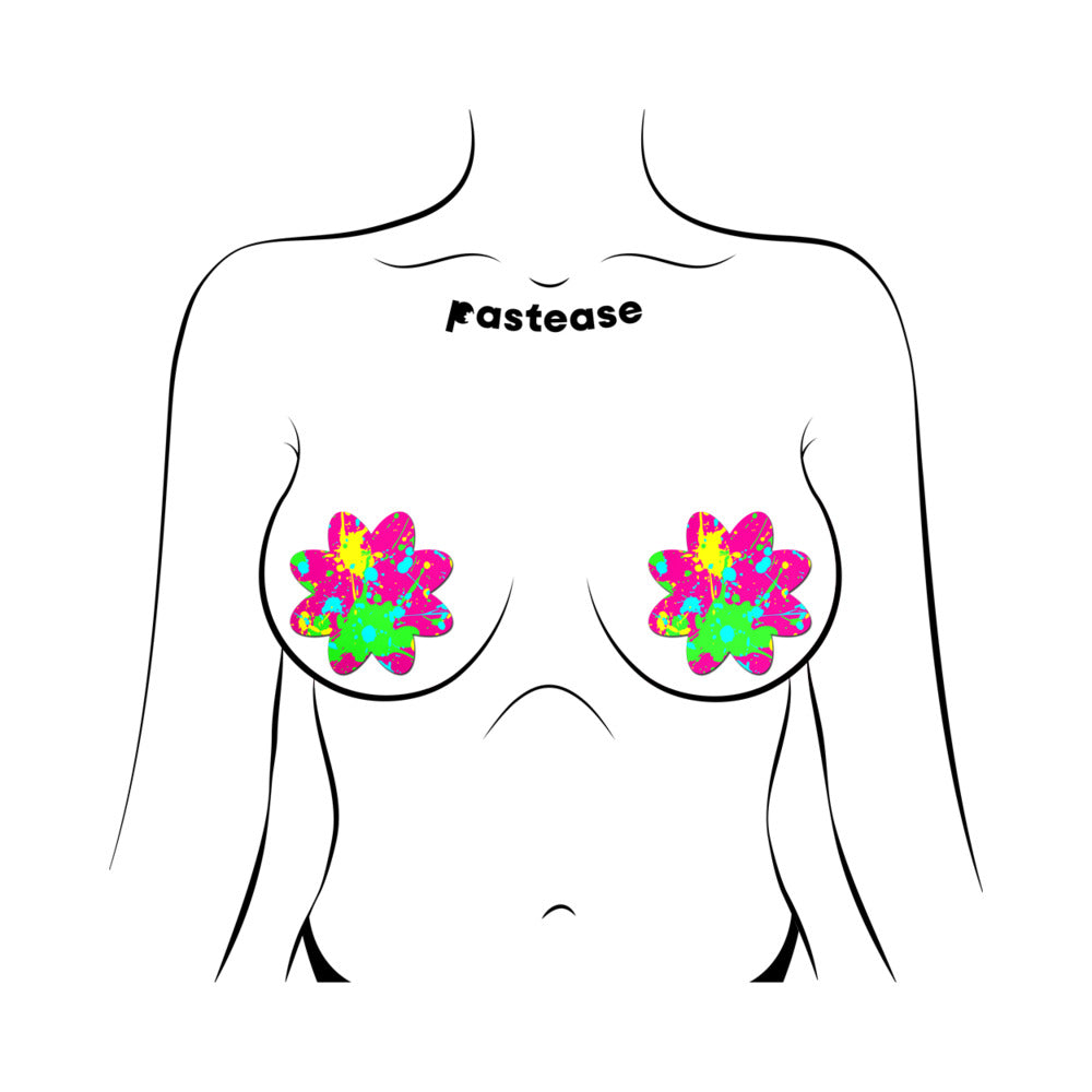 Pastease Neon Pink Graffiti Paint Splatter Petal Breast Pasties – Neon Pink