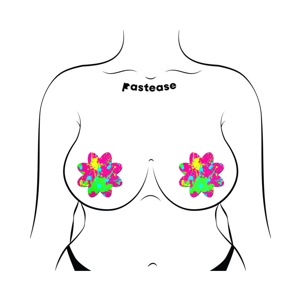 Pastease Neon Pink Graffiti Paint Splatter Petal Breast Pasties – Neon Pink