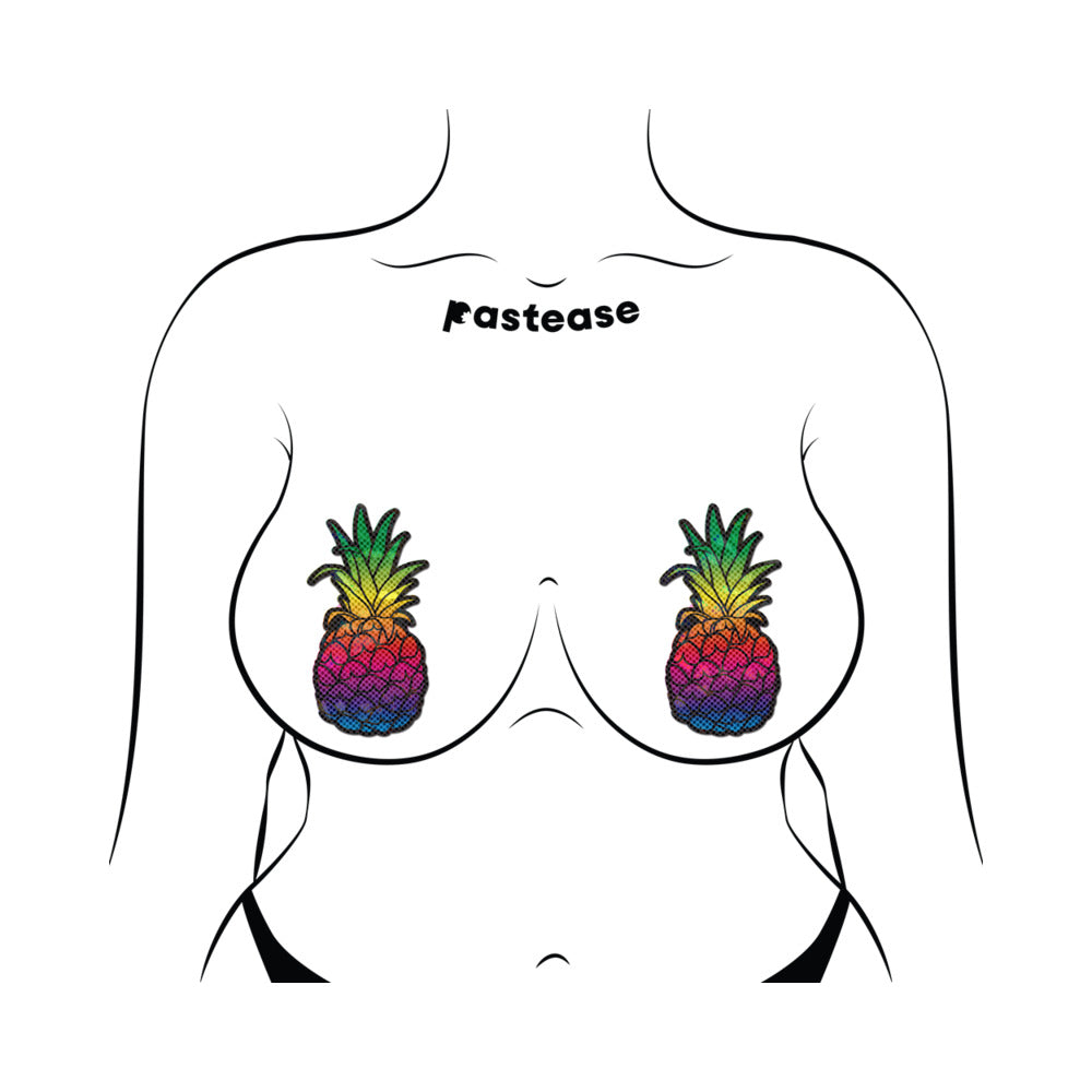 Pastease Rainbow Pineapple Sparkling Breast Pasties – Tropical Design