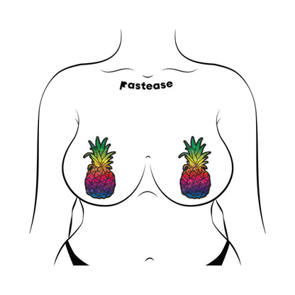 Pastease Rainbow Pineapple Sparkling Breast Pasties – Tropical Design