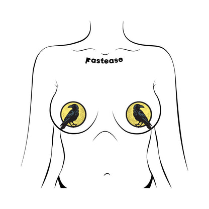 Pastease Black Raven & Bold Full Moon Breast Pasties – Black & Gold