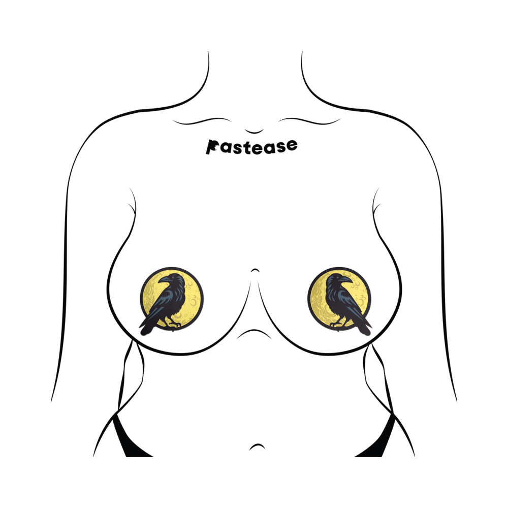 Pastease Black Raven & Bold Full Moon Breast Pasties – Black & Gold