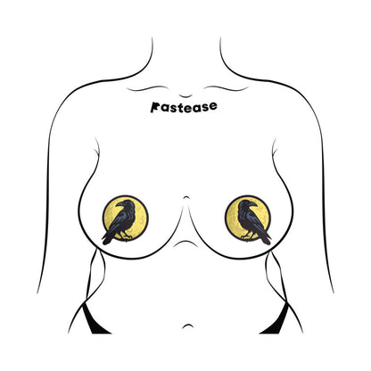 Pastease Black Raven & Bold Full Moon Breast Pasties – Black & Gold