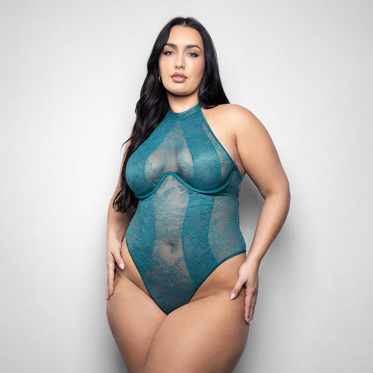 Fantasy Lingerie Elusive Kasmira Monowire Teddy – High Halter Neckline – XL/2XL