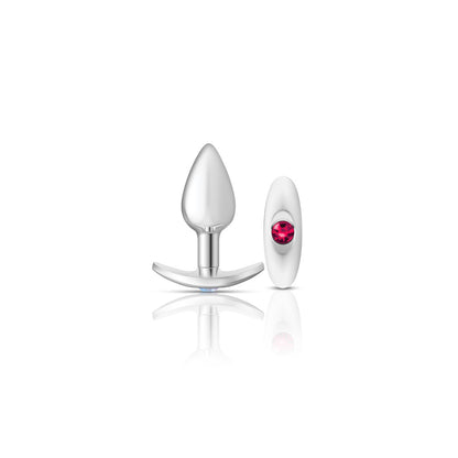 Cheeky Charms Silver Anchor Buttplug Kit - Teardrop Anal Plug with Interchangeable Gemstone Bases - Clear Iridescent and Bright Pink