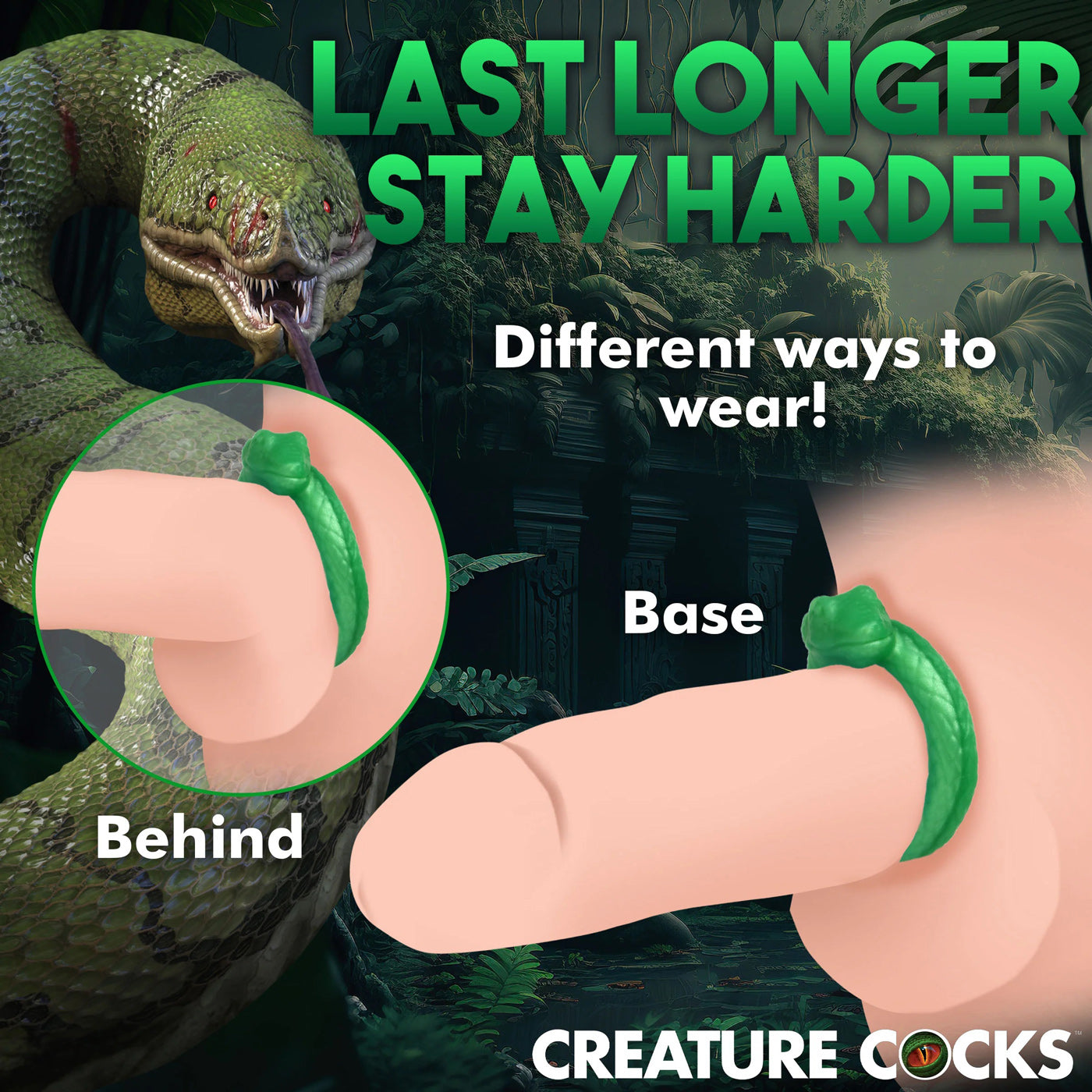 XR Brands Serpentine Silicone Cock Ring - Green