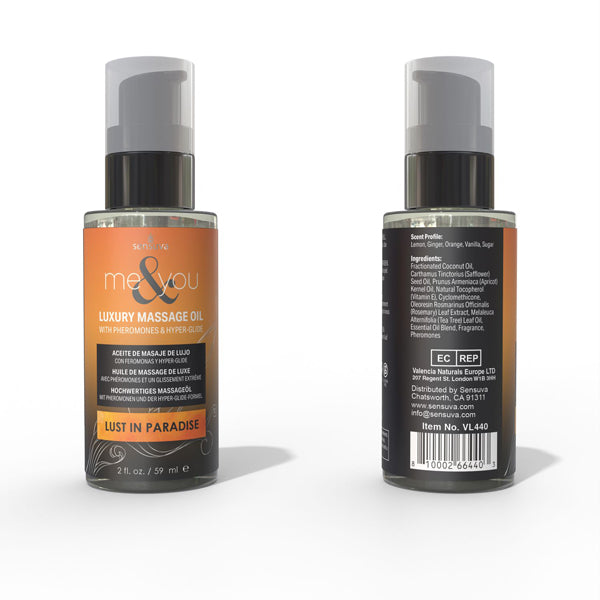 Me and You Massage Oil Lust in Paradise – Pheromone Infused, 2oz