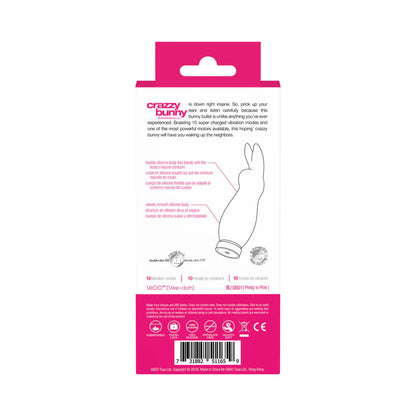 VeDO Crazzy Bunny Rechargeable Bullet - 10 Vibration Modes - Pink