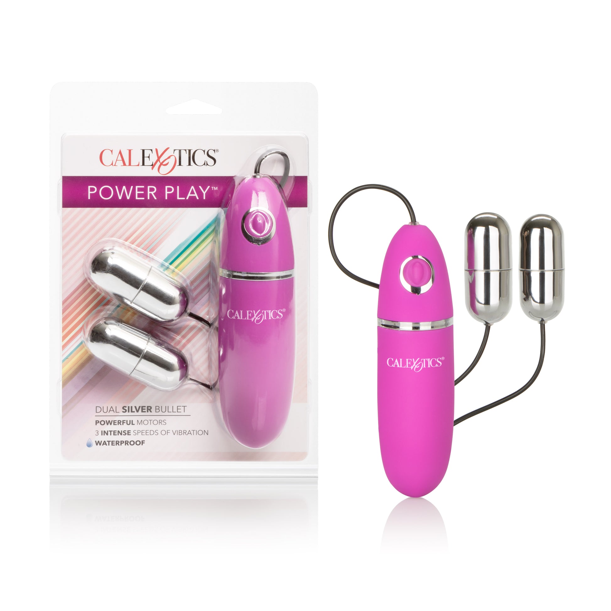 CalExotics Power Play Dual Silver Bullet – Multi-Speed Vibrating Bullets – Purple