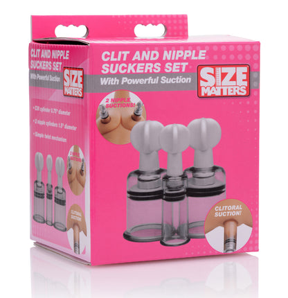 XR Brands Clit and Nipple Suckers Set – Clear – Suction Device