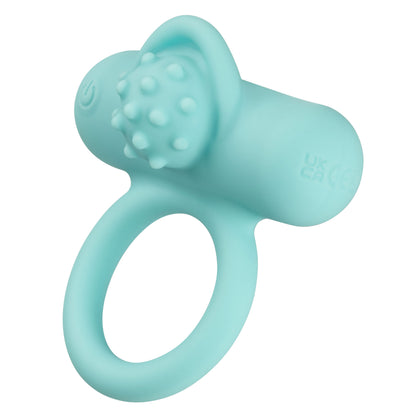 CalExotics Silicone Rechargeable Nubby Lover's Delight – Blue Vibrating Cock Ring