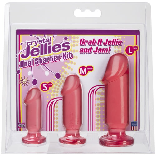 Doc Johnson Crystal Jellies Anal Starter Kit - Pink - Three Sizes