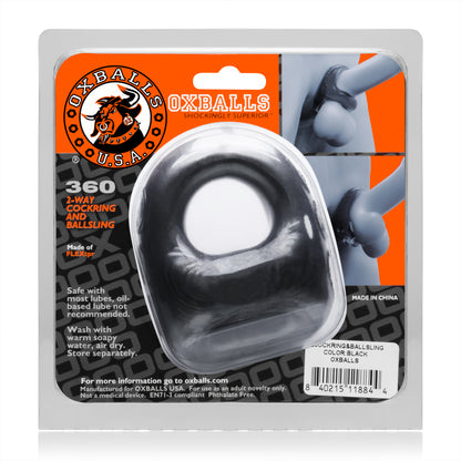 Oxballs 360 2-Way Cockring and Ballsling - Black