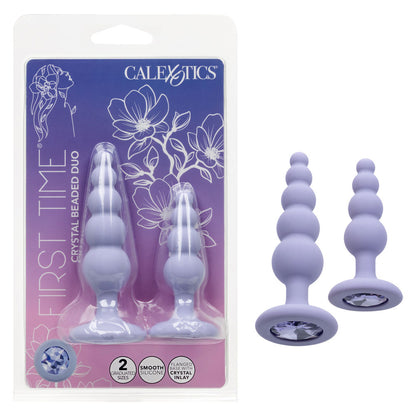 CalExotics First Time Crystal Beaded Duo – Purple Silicone Anal Probes