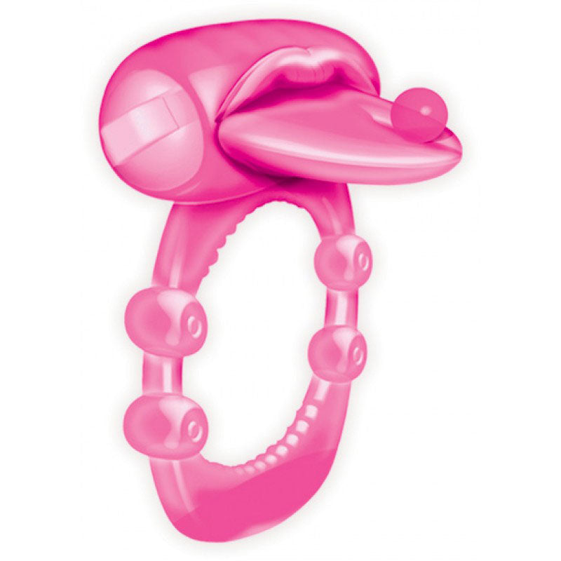 Xtreme Vibes Pieced Tongue Vibrating Cockring – Magenta