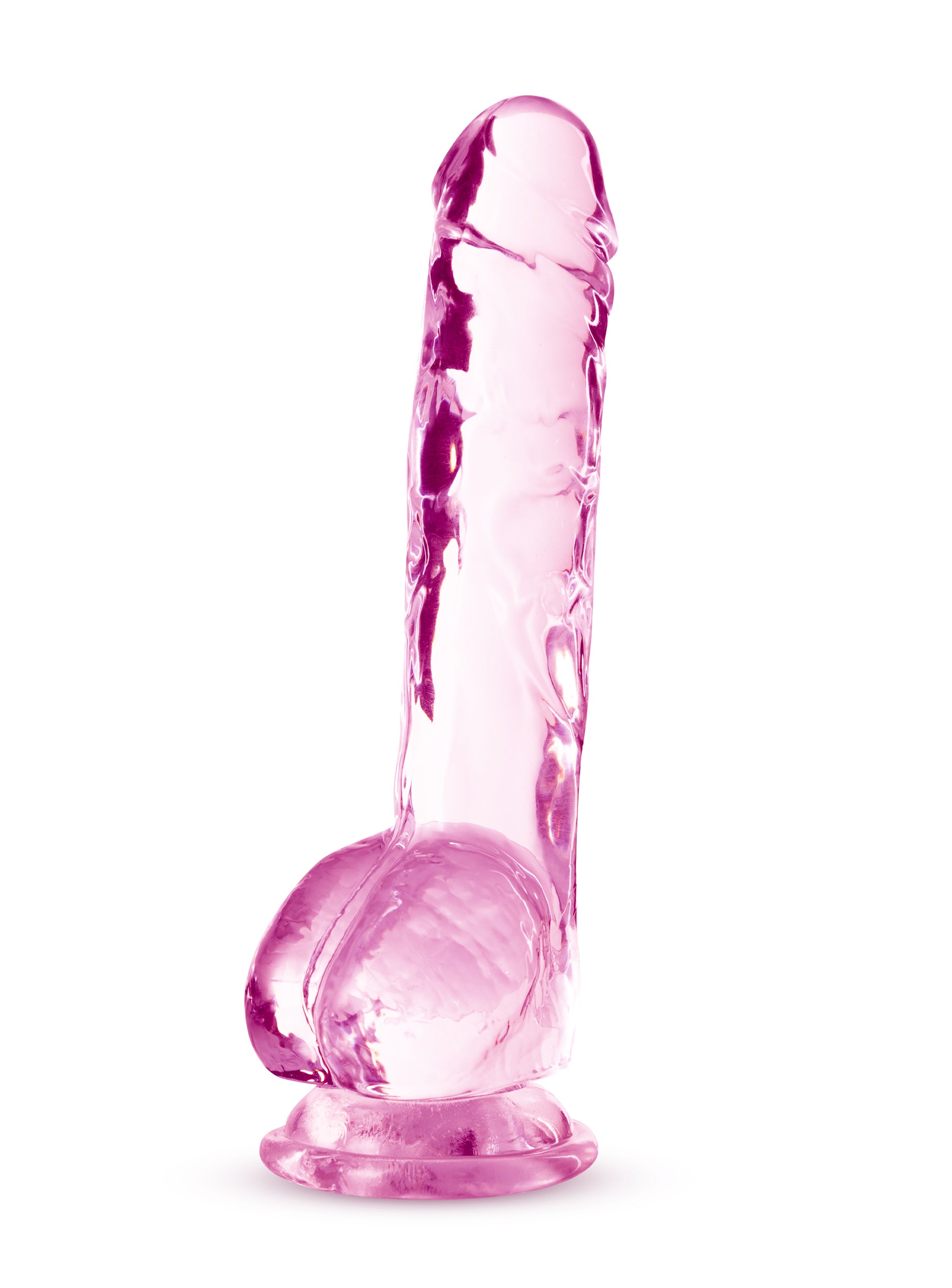 Blush Naturally Yours 8 Inch Crystalline Dildo - Pink - Suction Cup & Harness Compatible