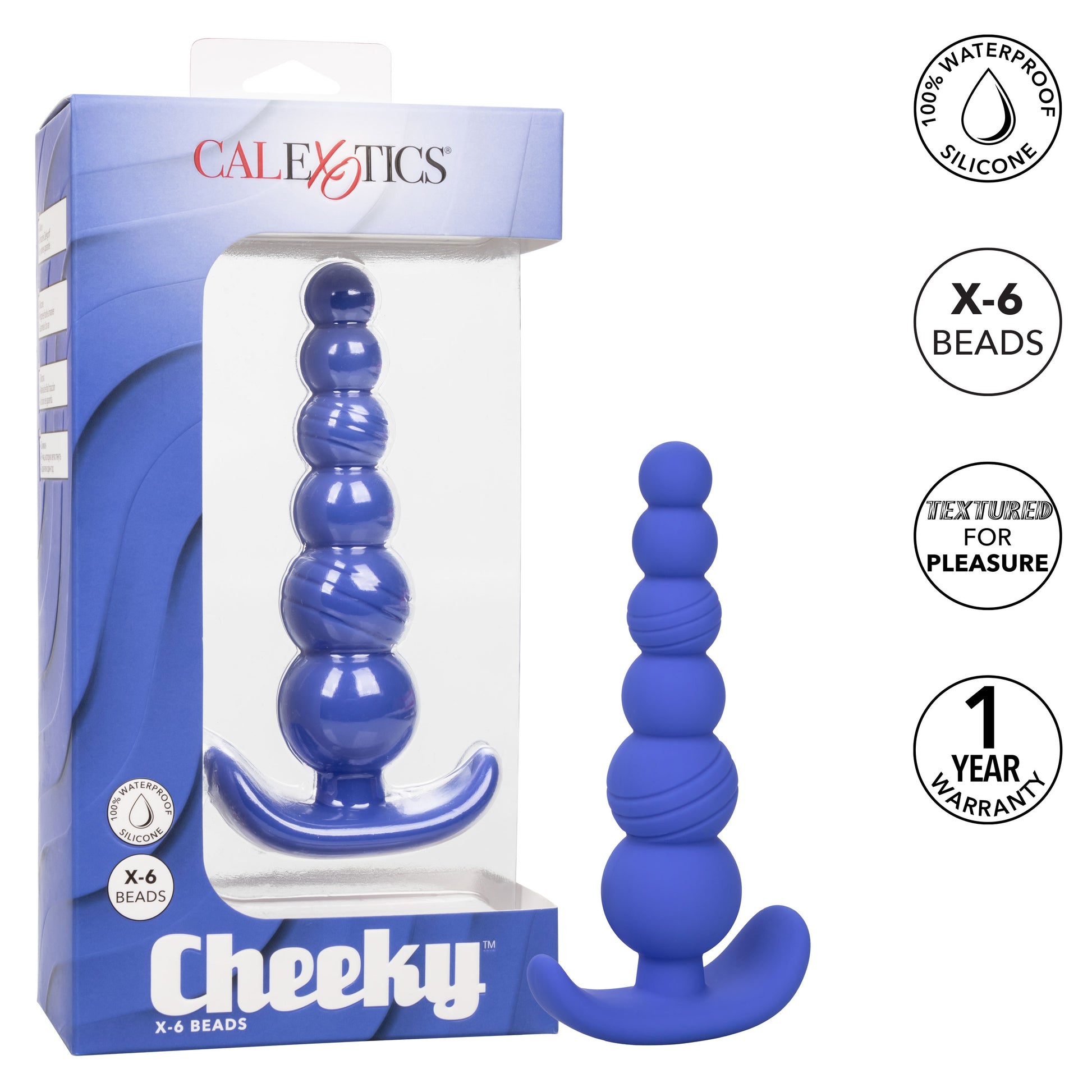 Cheeky X-6 Beads Anal Probe – Blue, Waterproof, Phthalate Free