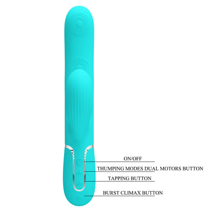Pretty Love Perdita Twinkled Tenderness Vibrator - Rabbit Style - Turquoise