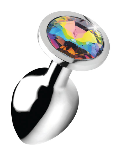 Rainbow Prism Gem Anal Plug - Medium - Nickel-Free Aluminum Alloy - Multi-Color