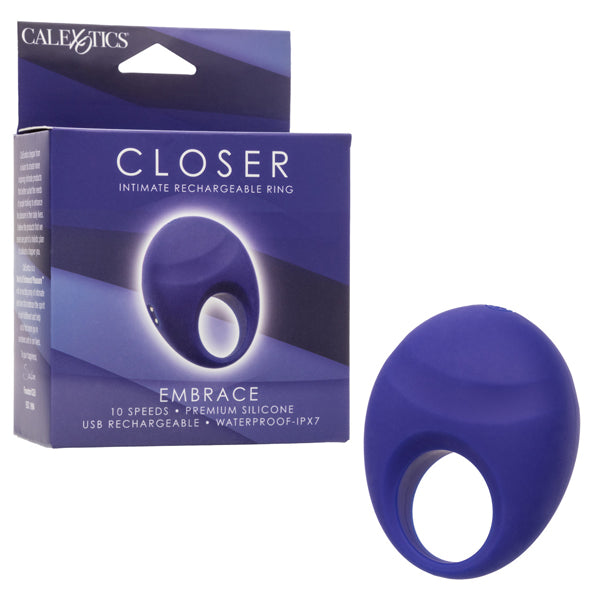 CalExotics Closer Intimate Rechargeable Ring Embrace - Purple - Multi-Speed Waterproof Vibrating Ring