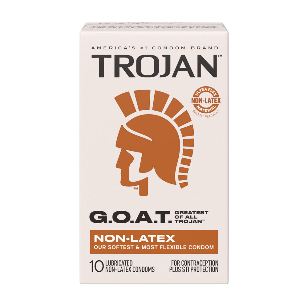 Trojan G.O.A.T. Non-Latex Condoms 10 Pack – Ultra Flex Material, Lubricated