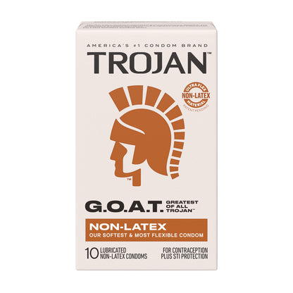 Trojan G.O.A.T. Non-Latex Condoms 10 Pack – Ultra Flex Material, Lubricated