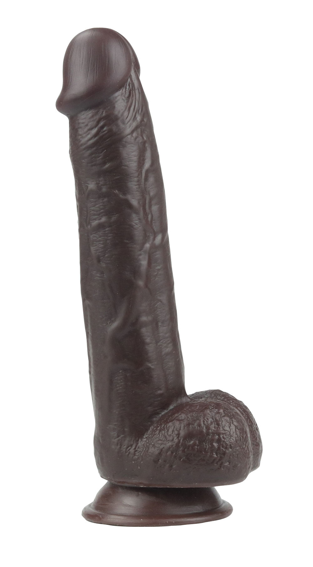 Real Skin 9" Dual Layer Dildo - Dark Brown - Bendable and Realistic