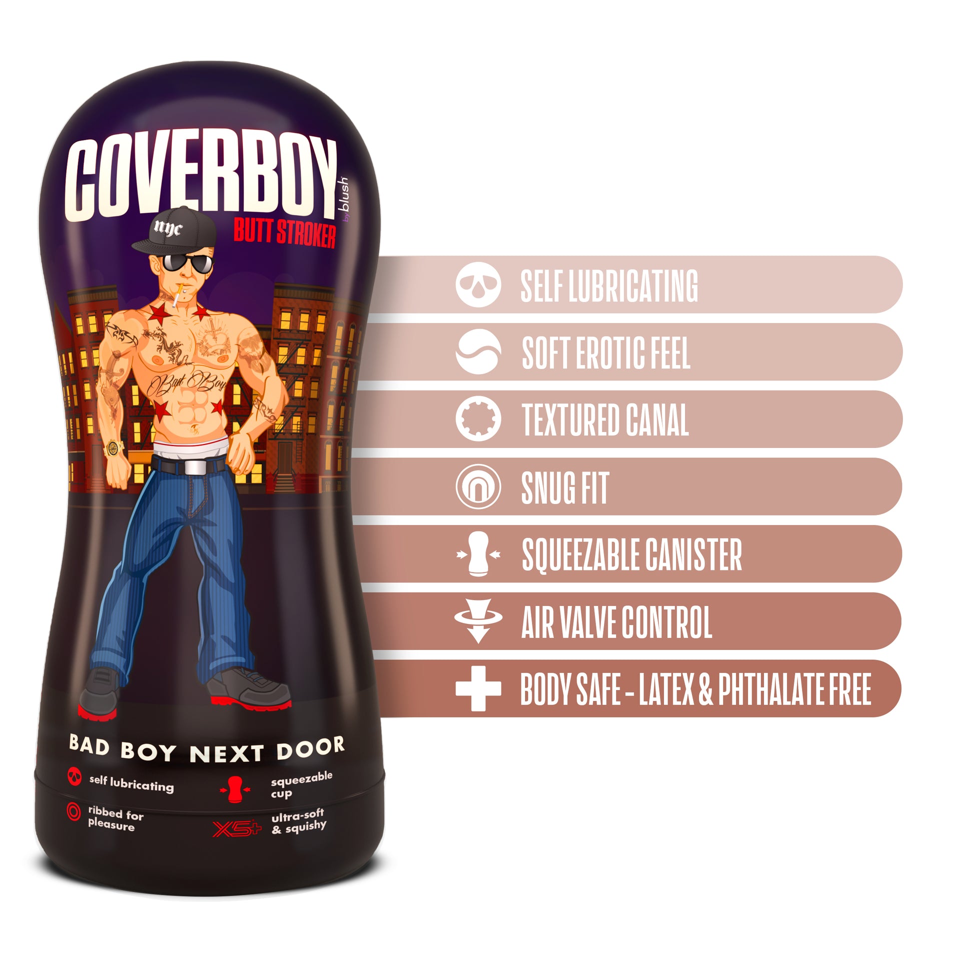 Coverboy Bad Boy Next Door Self Lubricating Stroker - Beige