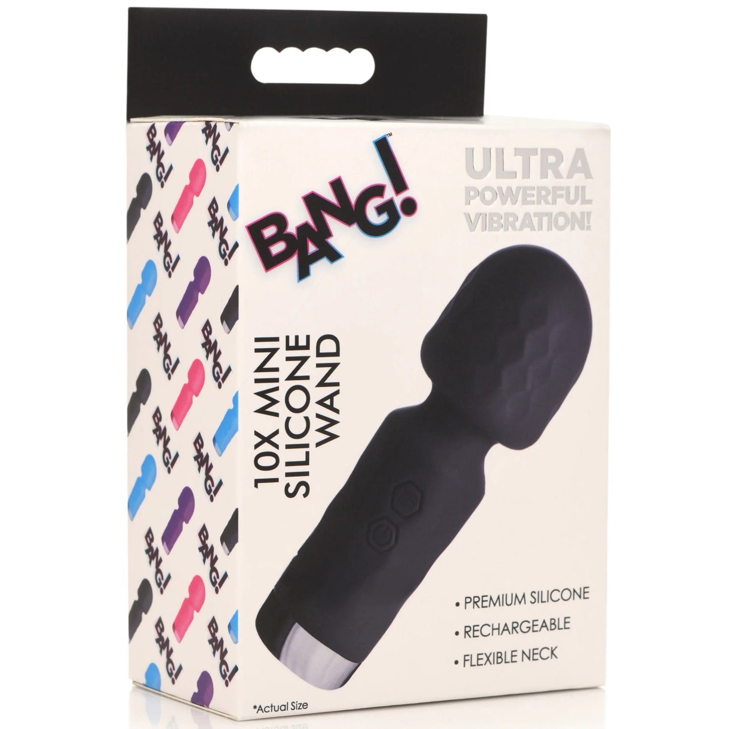 XR Brands 10x Mini Silicone Wand - Black - Waterproof Rechargeable Vibrator