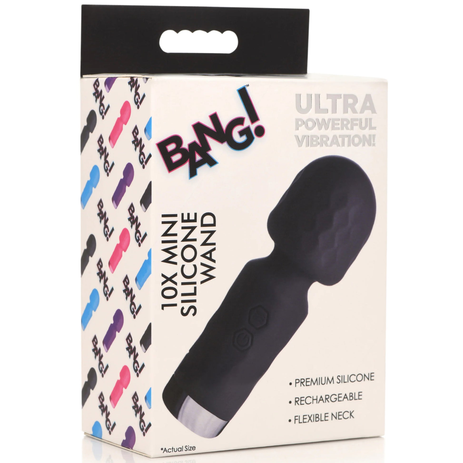 XR Brands 10x Mini Silicone Wand - Black - Waterproof Rechargeable Vibrator