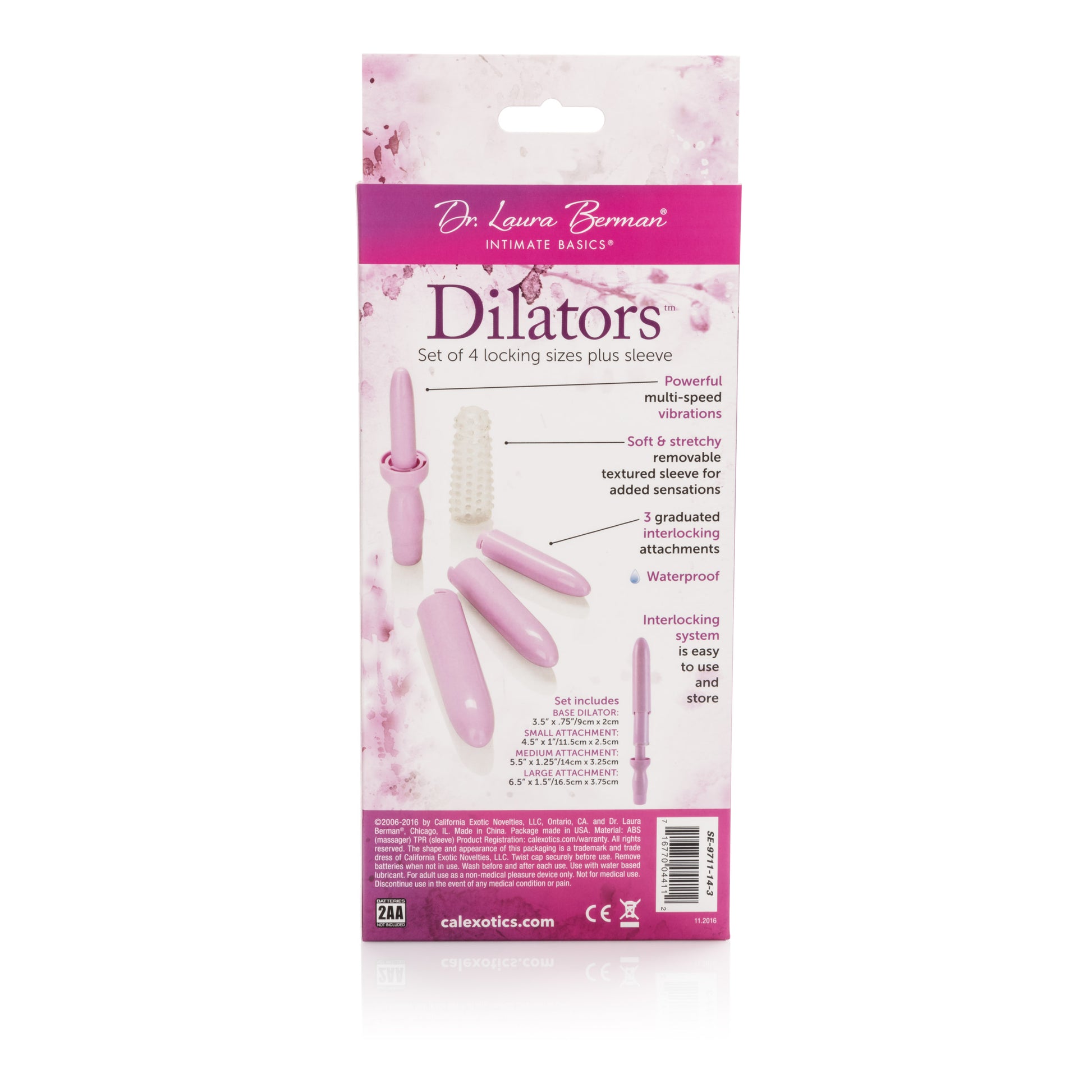 Dr. Laura Bernam Dilator Set - 4 Locking Sizes with Vibrating Massager - Purple