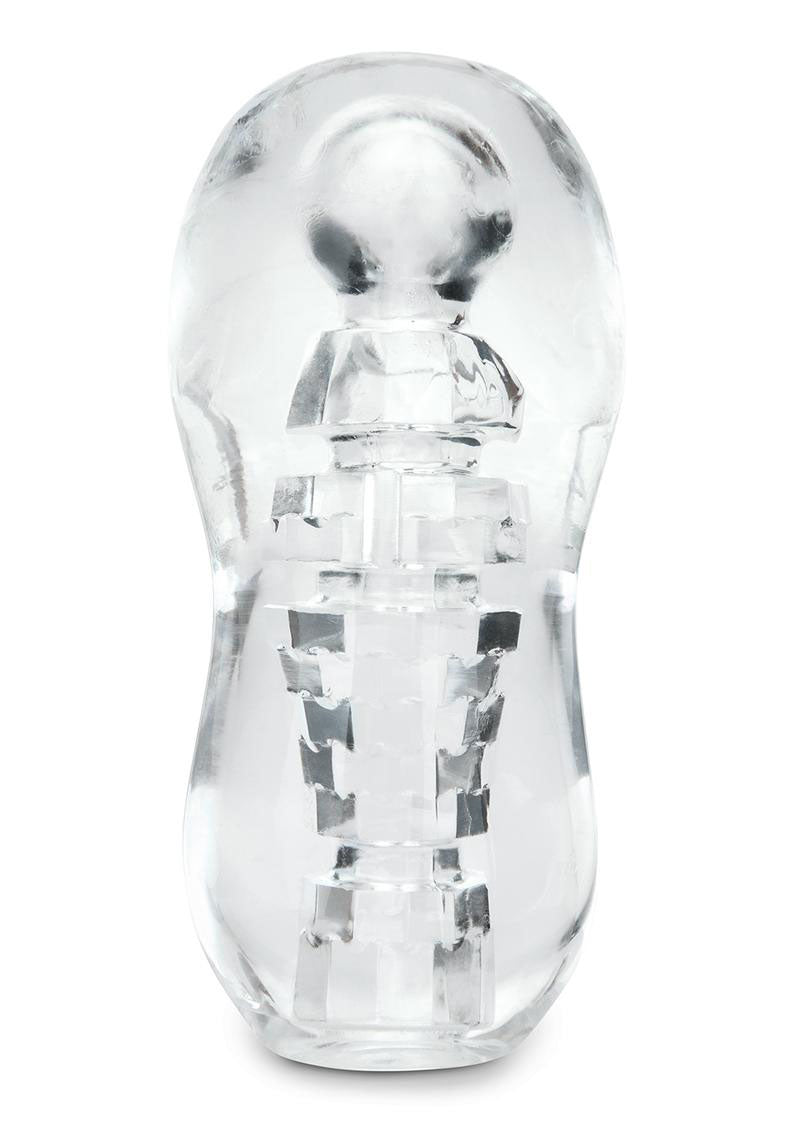 Zolo Gripz Spinner - Squeezable Clear Stroker with Textured Sleeve