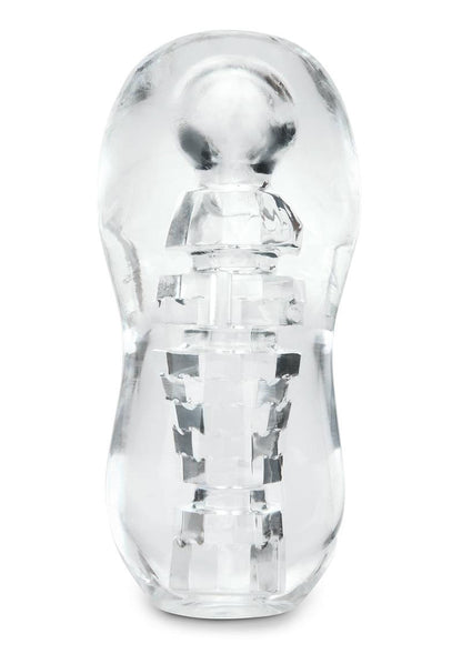 Zolo Gripz Spinner - Squeezable Clear Stroker with Textured Sleeve