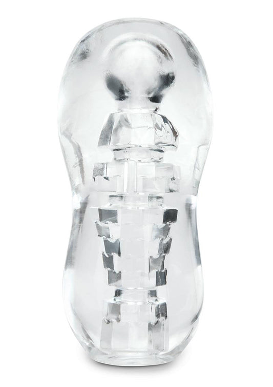 Zolo Gripz Spinner - Squeezable Clear Stroker with Textured Sleeve