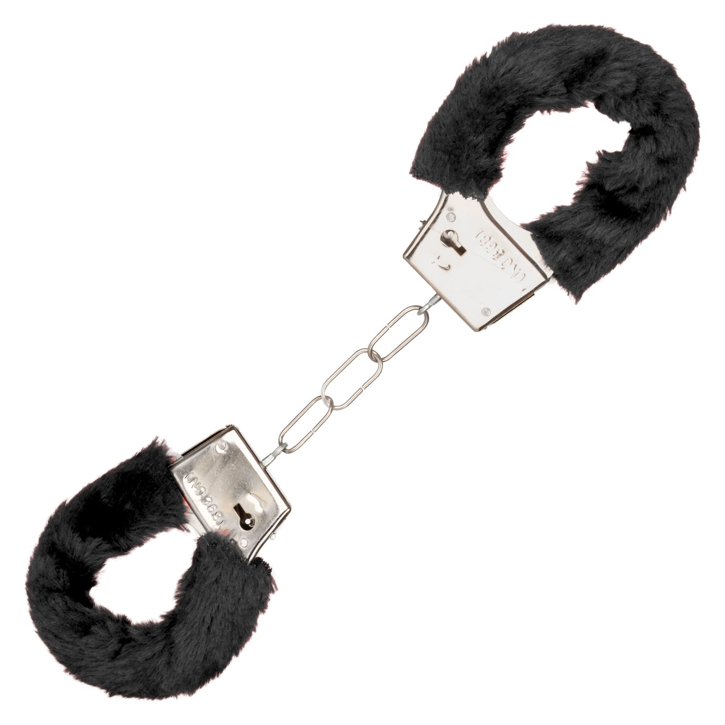 CalExotics Playful Furry Cuffs - Black Metal Handcuffs with Faux Fur