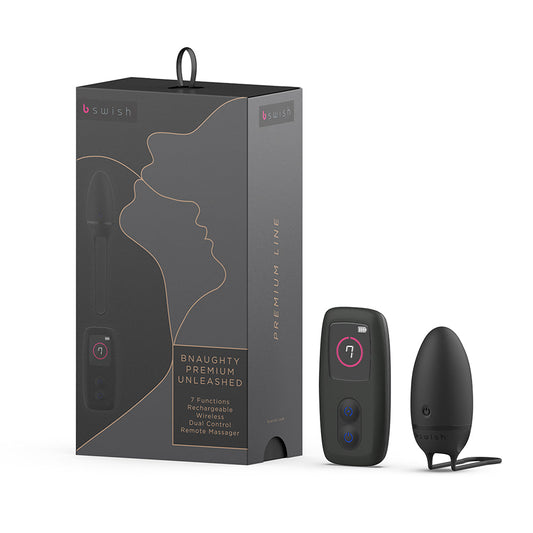 B Swish Bnaughty Premium Unleashed Vibrator – Black – Waterproof Wireless Remote Control