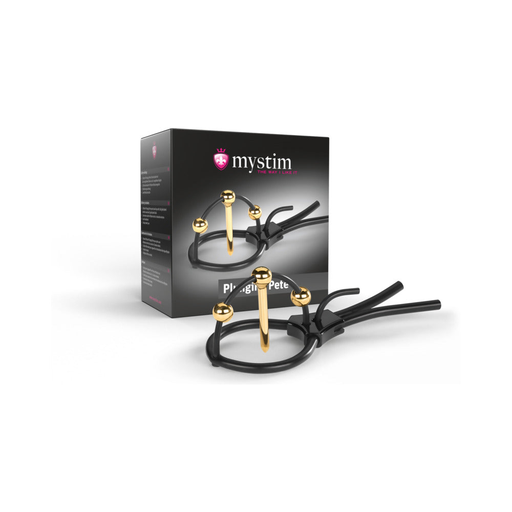 Mystim Plunging Pete Urethral Sound Strap with Adjustable Straps – Black