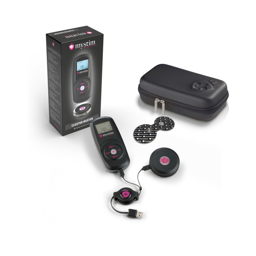 Mystim Cluster Buster Starter Kit – Black Electro-Stimulation Device