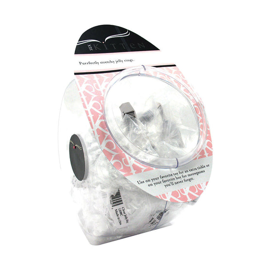 Sex Kitten Jelly Whiskers C-Ring - Clear - 72-Piece Fishbowl Display