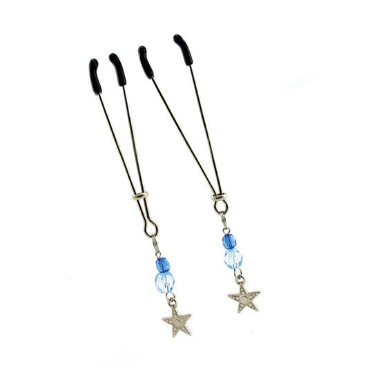 PHS International Sex Kitten Tweezer Clamps – Adjustable Metal Nipple Clamps – Blue